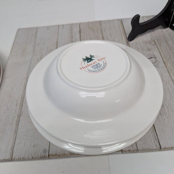 Hudson Bay 1999 Soup Cereal Bowls Set of 2 Vintage Sponge Paint Christmas Trees - Picture 5 of 6